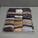 Mens Fuzzy Socks, Warm Winter Fluffy Cozy Slipper Fleece Socks for Men (Large, B-dark Pinstripes(6 Pairs))