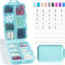 14 GRIDS Travel Pill Organizer Box with Labels - Travel Medicine Case Kit - Pocket Daily Pharmacy Container - Travel Medication Holder Dispenser for Fish Oil Vitamin Supplement Storage - Sky Blue