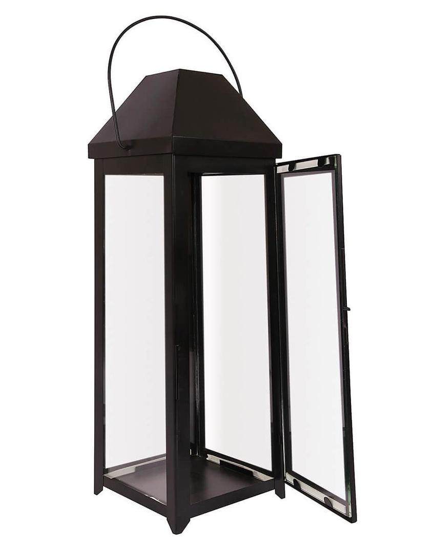 Black Metal Modern Candle Lantern 14"