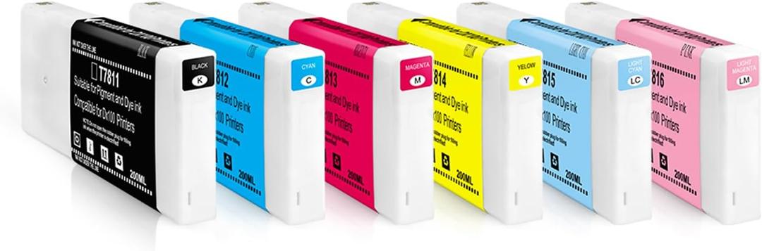 DX100 Ink Cartridge 200ML 6-Pack Replacement for Fujifilm DX VIVIDIA Ink Cartridge Compatible with Frontier-S DX100 Printer