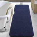 LOCHAS Bathroom Rug Runner 24x48 Inch, Soft Thick Absorbent Microfiber Bath Rugs for Bathroom, Machine Washable, Shaggy Plush Non Slip Bath Mat for Tub, Shower Floor, Quick Dry Mats, Navy (48x24 inch (Rectangular))