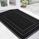 Buganda Front Door Mat Indoor Outdoor Entrance, Non-Slip Natural Rubber Doormats, Easy Clean, Low Profile, Dirt Trapper Entryway Floor Mats for Outside, Garages and Patios, 59x23, Black