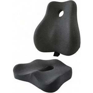 Ergonomic Memory Foam Seat Cushion & Lumbar Support Pillow Set, Chair Seat Cushion Waist Cushion with Breathable Design, for Sciatica, Back & Tailbone Pain Relief, for Office Chair & Car Seat
