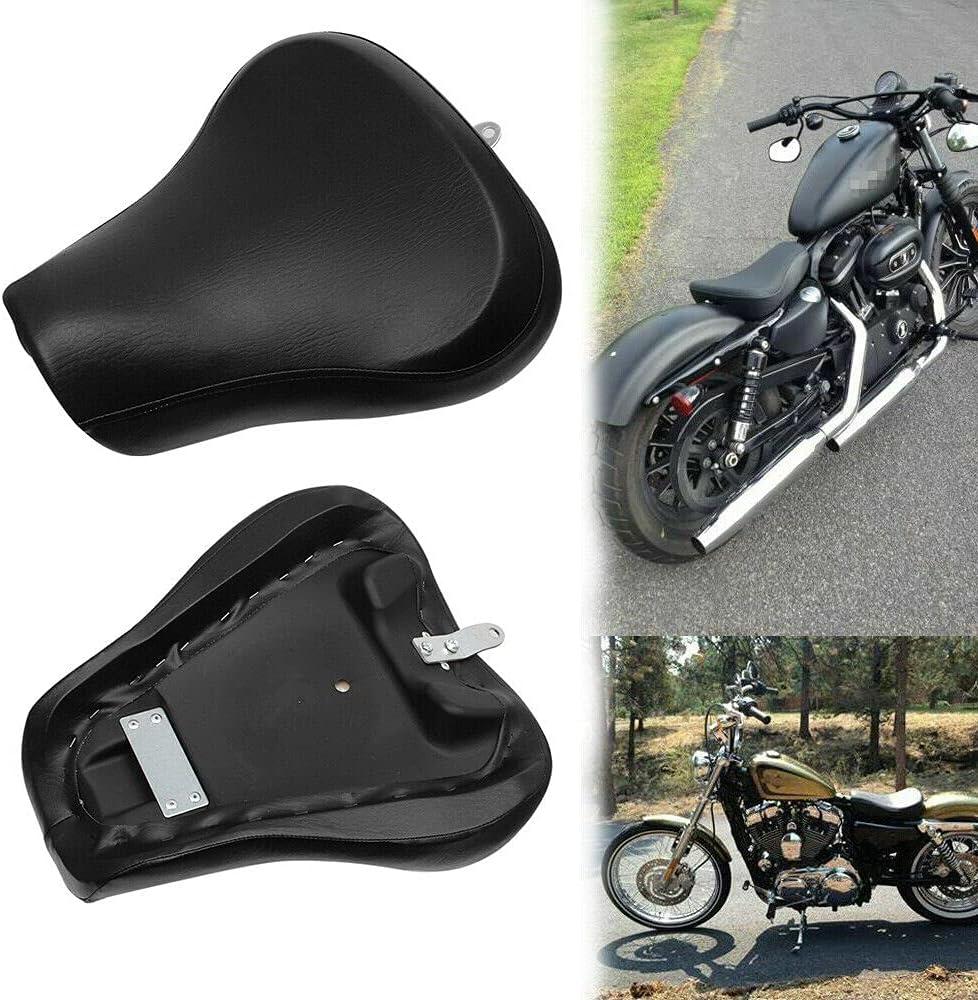 Motorcycle Black Wide Solo Driver Seat Soft Front Cushion Pillion Pad For Harley Sportster 883 1200 Forty Eight 1983-2003