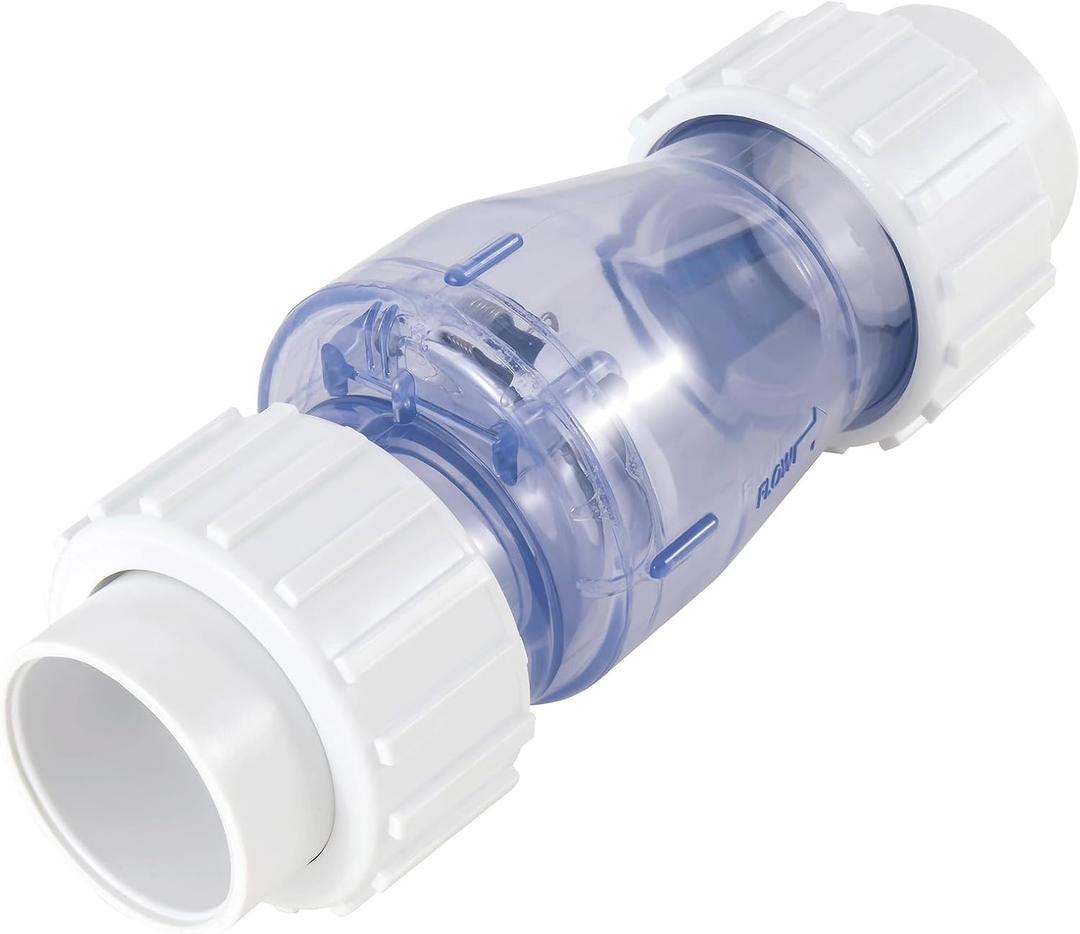 PVC Clear Check Valve/Spring Combination, Clear, 1.5 Inch Interface Water Check Valve(1.5")
