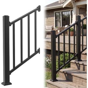 Aluminum Deck Railing Kit, Modular 36 in H. x 2 Ft W Stair Railing Kit for Outdoor Steps,Heavy Duty Balustrade System for Deck, Porch, Patio & Balcony(1 Post, 1 Panel)