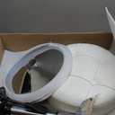 LUE BONA Adjustable Vanity Stool, 360 Swivel Chair for Makeup Room, White Faux Leather Stool for Bathroom & Living Room