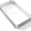 Land Guard 3 Pack 841ft Galvanized Metal Raised Garden Bed, Metal Planter Kit Box Outdoor for Deep-Rooted Vegetables, Flowers, Green and Herbs, Silver