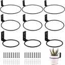9-Pack 4/6/8 Inch Flower Pot Holder Ring Wall Mounted Metal Flower Pot Hangers Wall Hanger Bracket Rings Black Planter Bracket for Home, Garden, Indoor Outdoor Pots