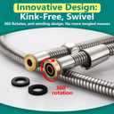 TRIPHIL Kink-free Shower Hoses 118" Extra-long Handheld Shower Head Hose Replacement Flexible Metal Tube Extension Anti-twist Brass Connectors Stainless Steel Brushed Nickel