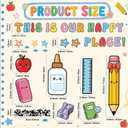 96Pcs Classroom Door Decor Welcome Back to School Cutouts Composition Notebook Bulletin Board Set First Day df School Party Supplies Notebook Sign Door Cover for Classroom Window Office Decorations, 90×180cm/35.5×71inch