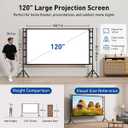 120 Inch Projector Screen with Stand, Portable Outdoor Movie Screen 16:9 4K HD Wrinkle-Free Projection Screen, Lightweight Indoor Outdoor Projector Screen with Carry Bag for Backyard Movie Night