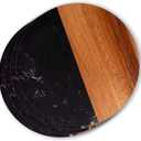 Set of 4 Black Marble and Acacia Wood 4" Round Coasters