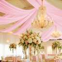 Showgeous Pink Ceiling Drapes 6 Panels 5ftx20ft Wedding Ceiling Drapes Wedding Arch Draping Fabric Cheesecloth Curtain for Party Ceremony Stage Event Decoration