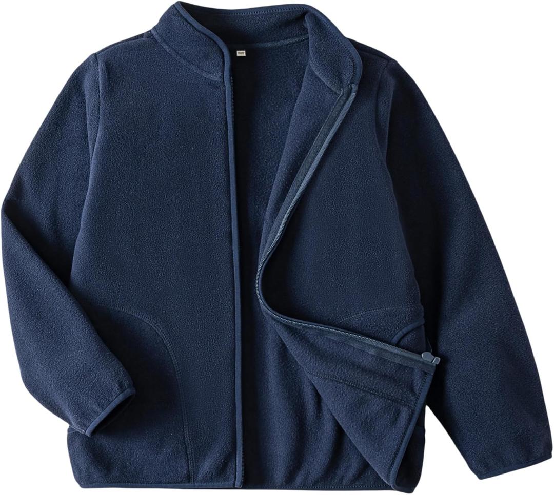 Toddler Fleece Jacket Kids Lightweight Outerwear Boys Girls Long Sleeve Fall Spring Coat 2-12 Years (5T, Navy)