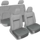 Motor Trend Seat Covers for Cars Trucks SUV, Faux Leather Full Set Gray Padded Car Seat Covers with Storage Pockets, Premium Interior Car Seat Cover