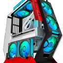 KEDIERS PC Case C570 ATX Mid Tower Tempered Glass Gaming Computer Open Frame Case with 7 PWM ARGB Fans 