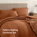 Monbix Super King Plus Size Comforter Set - 7 Pieces Burnt Orange Bed in a Bag Super King Plus Bedding Sets with Comforters, All Seasons Comforter Bed Set with Sheets,Pillowcases & Shams