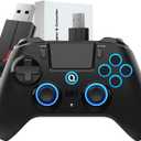 QRD Spark N5 Wireless Controller for PS5 Pro Slim PS4 PS3 PS2 Steam Deck PC Windows Mac iOS Android TV Box, PS5 controller with Halleffect Gamepad Joystick with Touchpad, 6 Axis Gyro, Dual Vibration, Mapping, Macro