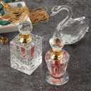 Okuna Outpost Crystal Glass Perfume Bottle Set - Refillable Perfume Bottles for Fragrance & Oils - Boudoir Props - Pack of 2, Transparent Glass, Round