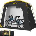 Happy Travel Bike Storage Shed Tent, Waterproof Portable Bike Cover with 40% More Top Space for 2/3/4/5 Bikes,Clips Easy Setup Sheds Shelter with Lockable Bicycle Design for Garden Tools, Lawn Mower