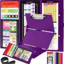 Nursing Clipboard with Nursing and Medical Edition Cheat Sheets 3 Layers Aluminum Foldable Nurse Clip Board Nursing Student Essentials - Foldable Clipboard Nursing Nursing School Essentials (Purple)