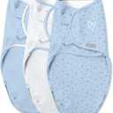 SwaddleMe by Ingenuity Easy Change Baby Swaddle in Size Small/Medium, 0-3 Months, 7-14 Pounds, 3-Pack with Easy Change Zipper - Shooting Stars