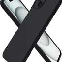 ORNARTO Compatible with iPhone 15 Plus Case 6.7", Slim Liquid Silicone 3 Layers Full Covered Soft Gel Rubber Cover Protective Phone Case with Anti-Scratch Microfiber Lining-Black