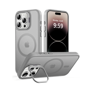 Magnetic Case for iPhone 14 Pro with Kickstand, Compatible with Magsafe, Built-in Camera Stash Stand, Military Protection, Skin Feeling Phone Case for iPhone 14 Pro, Titanium Gray