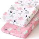 BROLEX Changing Pad Covers for Baby: Boy Girls Ultra Stretchy Soft 2 Pack Elephant Rabbit