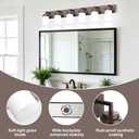 LKHF Bathroom Light Fixtures, Oil Rubbed Bronze Bathroom Lighting Fixtures Over Mirror, Modern Vanity Light with White Glass Shade, Restroom Lighting Fixtures, 6-Light 46-inch