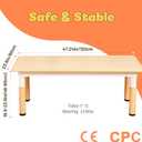 FUNLIO 23.6in*47.2in Adjustable Kids Table, 3-Level Height for Ages 3-8, Easy to Wipe Arts & Crafts Toddler Table for Classrooms/Daycares/Homes, CPC & CE Approved - Natural