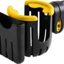 Universal Cup Holder  Stroller Cup and Phone Holder with Attachment for Bike, Walker, Wheelchair & Scooter - Essential Stroller, Walker and Wheelchair Accessories (Black-Yellow)