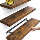 BAYKA Rustic Brown Floating Shelves 22.5in, 3 Pack, Wall Mount Wood Shelf