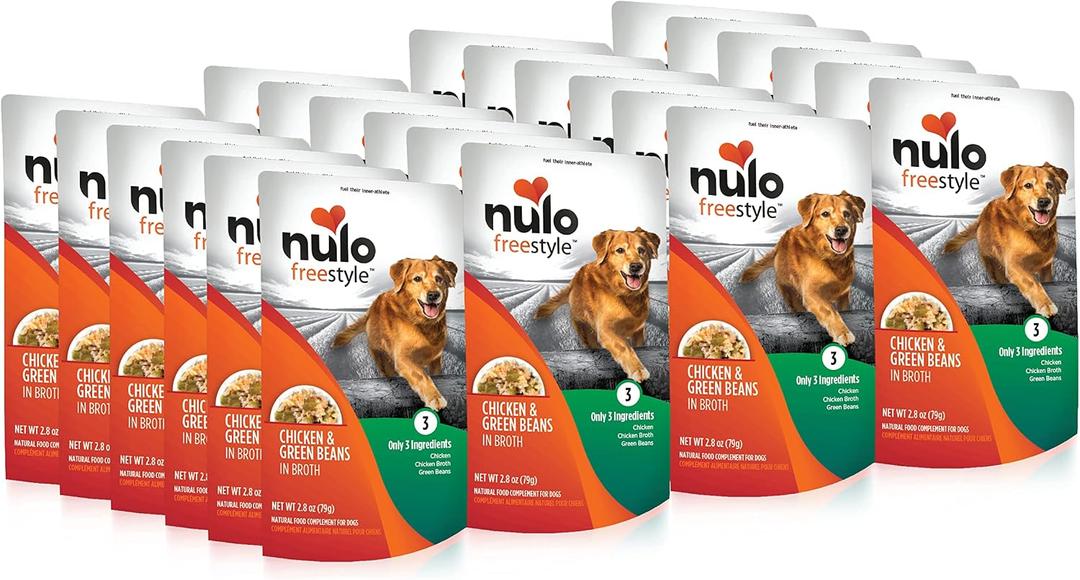Nulo Freestyle Chicken & Green Beans in Broth Real Meat Dog Food Topper, 2.8 Ounce (Pack of 24) BBD: 11-13-25