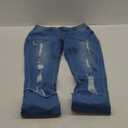 Women Skinny Ripped Jeans Stretch Distressed Destroyed Denim Pants (Medium, Light Blue)
