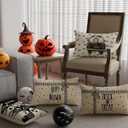 Happy Halloween Pillow Covers Trick or Treat Ghosts Truck Bats Lumbar Pillow Cases Set of 4 Autumn Decorations for Farmhouse Home Bedroom Sofa Couch Outdoor Holiday Decor 12x20 Inch