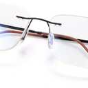 YIMI Progressive Multifocus Rimless Reading Glasses UV400 Computer Anti Blue Light Readers Transition Glasses for Men Women (Brown)