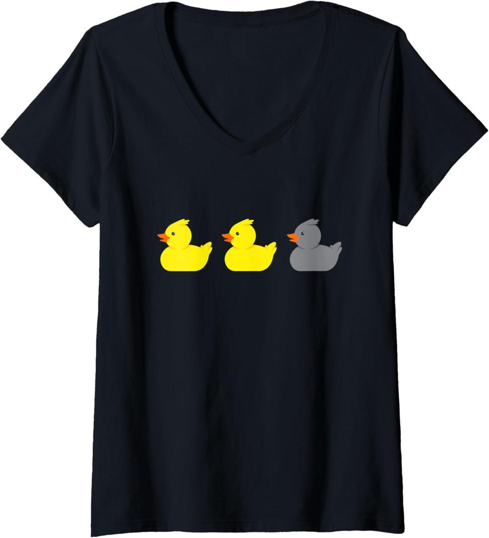 Womens Duck Duck Grey Duck Funny Minnesota V-Neck T-Shirt (Small, Black)
