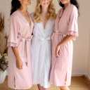 AW BRIDAL Women's Satin Kimono Robe - Bridesmaid Lace Lingerie Sleepwear for Wedding Party, White L (White, L)