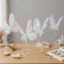 Roowest 4pcs Butterfly Centerpiece for Table Gradient Silk Butterfly Party Table Centerpieces 3D Pink Purple Green White Butterflies Tabletop for Baby Shower Wedding Birthday Party Decor Supply