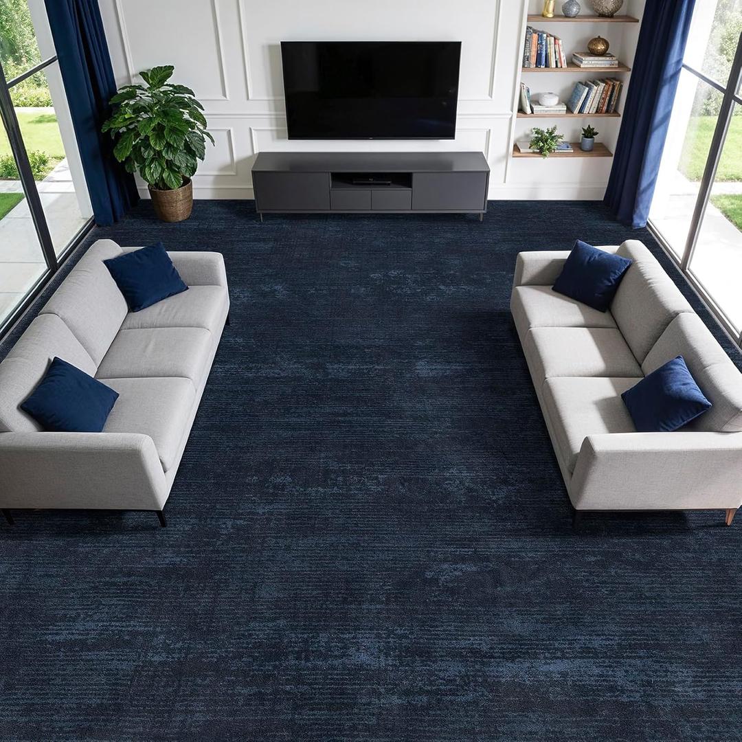 LIANLAM Washable Rug 8x10 Area Rugs for Living Room - Stain Resistant Non-Slip Backing Boho Rug for Bedroom,Durable & Ultra-Thin Vintage Large Area Rug(8' x 10',Navy Blue)