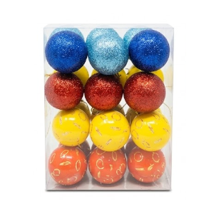 Thyle Christmas Ball Ornaments Cartoon Tree Hanging Ornaments 2.4" Theme Foam Christmas Winter Balls Decoration Cute for Adults for Holiday Xmas Trees Home Decor(24 Pcs,Gold Rings)