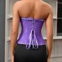 SZIVYSHI Corset Tops for Women, Bustier Shapewear Lingerie, Lace Waist Push Up Bodysuit (Purple, M)