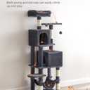 Feandrea Cat Tree, 59.5-Inch Tall Cat Tower, Plush Multi-Level Condo with 5 Scratching Posts, 2 Perches, 2 Caves, Hammock, 2 Pompoms, Smoky Gray UPCT192G01