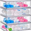 Sorbus Wide Stackable Acrylic Storage Drawers, 4 Pack Clear Plastic Organizer Bins for Baby Bottles, Makeup, Bathroom, Vanity &Countertop Organization, Pull-Out Drawer Design for Cabinets & Pantry