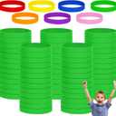 100PCS 6.3'' Silicone Wristbands for Kids Teens, Kids Blank Silicone Wristbands Elastic Bracelets Rubber Bracelet Wrist bands bulk Party Teacher Supplies Boys Gilrs Education Activities-Green (4-7 years: 6.3 inches)