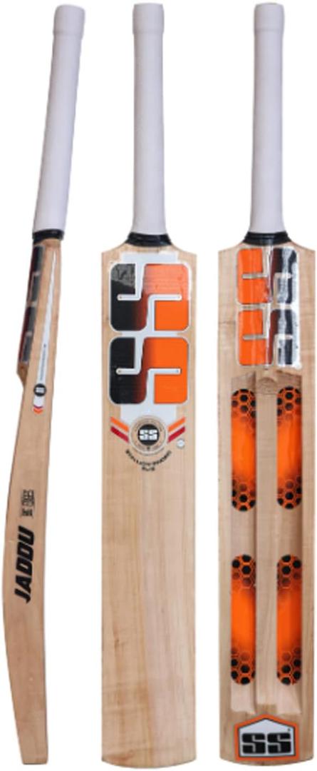 SS Sunridges Jaddu Premium Kashmir Willow Leather Ball Scoop Cricket Bat - Adult Size - Short Handle (Bat Cover Included)