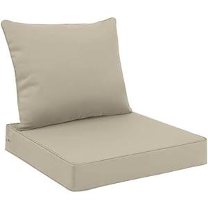Favoyard Outdoor Seat Cushion Set 22 x 24 Inch Waterproof & Fade Resistant Patio Furniture Cushions with Removable Cover Deep Seat & Back Cushion with Handle and Adjustable Straps for Chair Sofa Couch