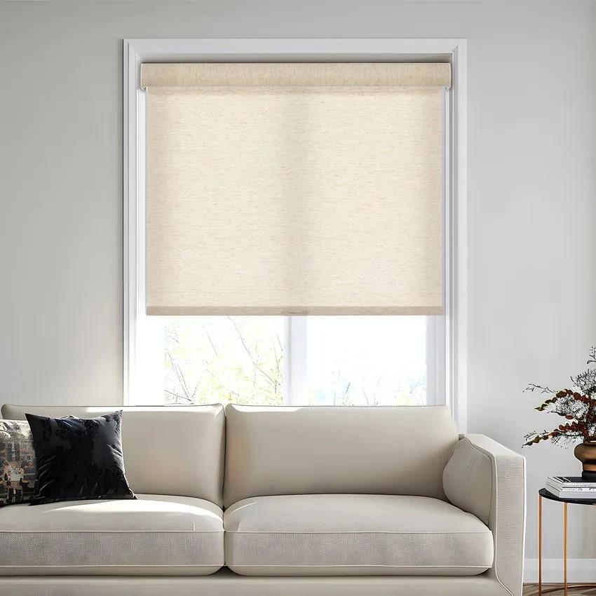 Persilux Light Filtering Roller Shades for Window Blinds,Cordless,Linen Fabric,Thermal Insulated Fabric UV Protection Shades for Home,Office,Bedroom,Door,Light Filtering-Cream,24" W X 72" H